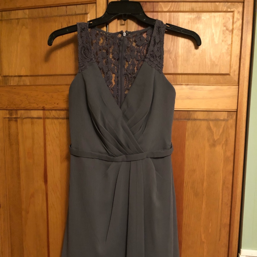 David’s Bridal Bridesmaid Dress Pewter - Picture 3 of 8